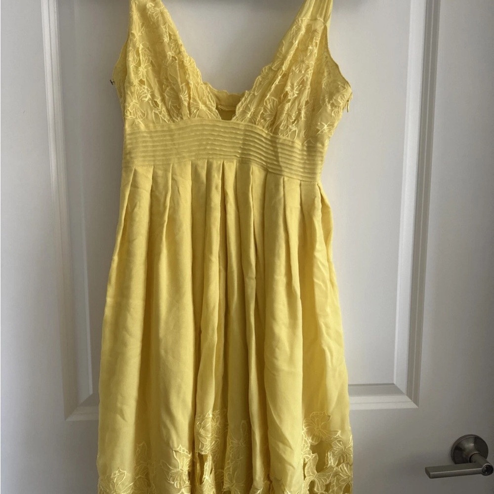 Yellow Butterfly Embroidered Sleeveless Dress